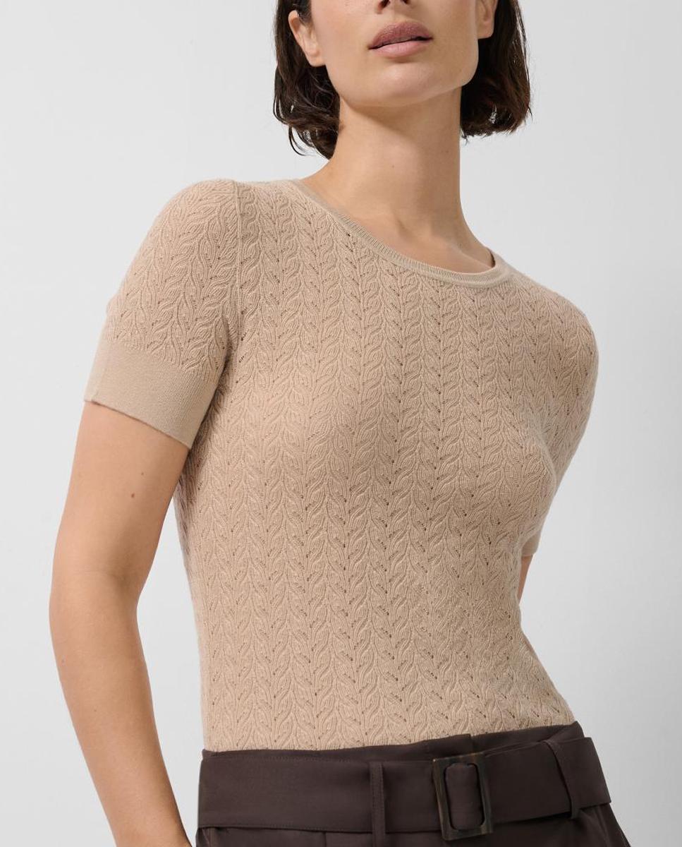 Imagen 0 de Camiseta de mujer manga corta punto lana espiga calada