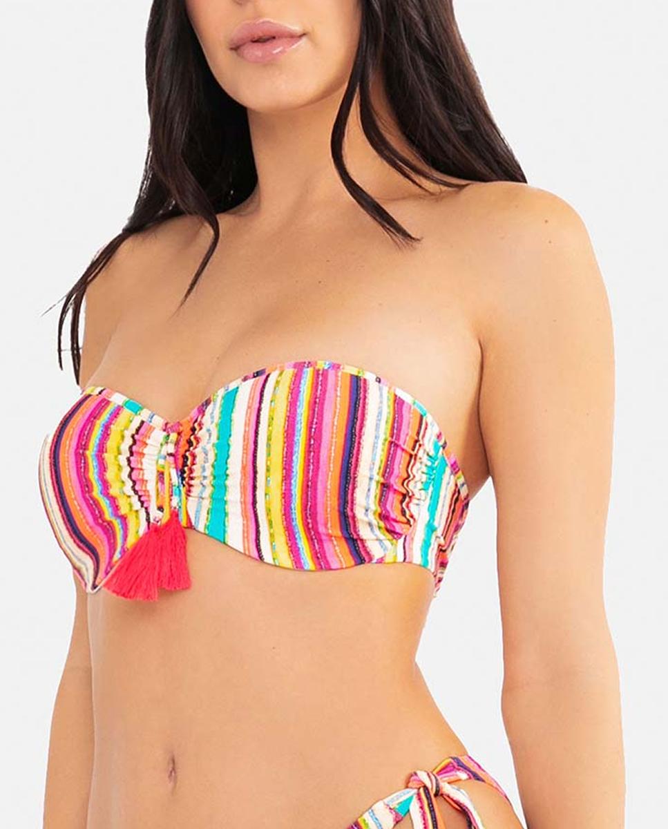 Imagen 0 de Top de bikini mujer bandeau con borla decorativa