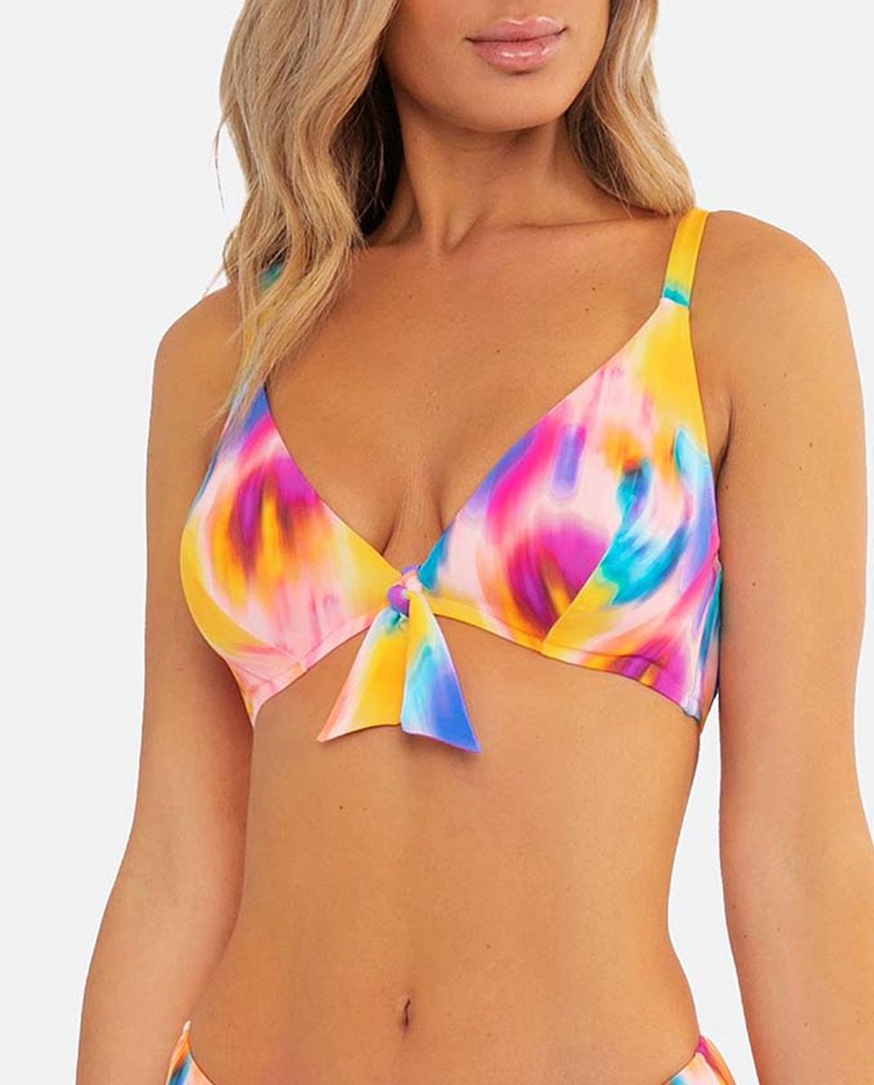 Imagen 0 de Top de bikini mujer con estampado tie-dye y lazo frontal
