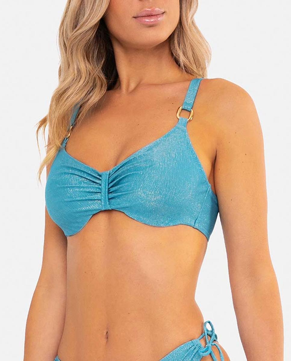 Imagen 0 de Top de bikini mujer con fruncido y detalle de anillas