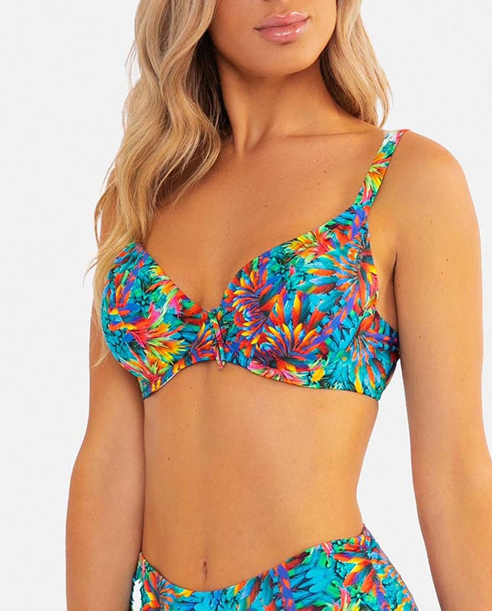 Imagen 0 de Top de bikini para mujer en con estampado tropical y copas con aros.