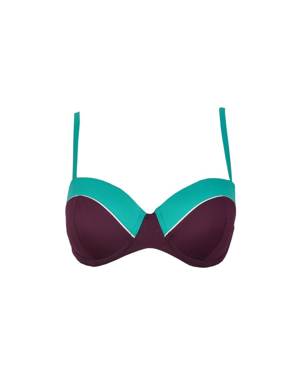 Imagen 0 de Sujetador de bikini bandó aros foam copa c con tirante extraíble liso