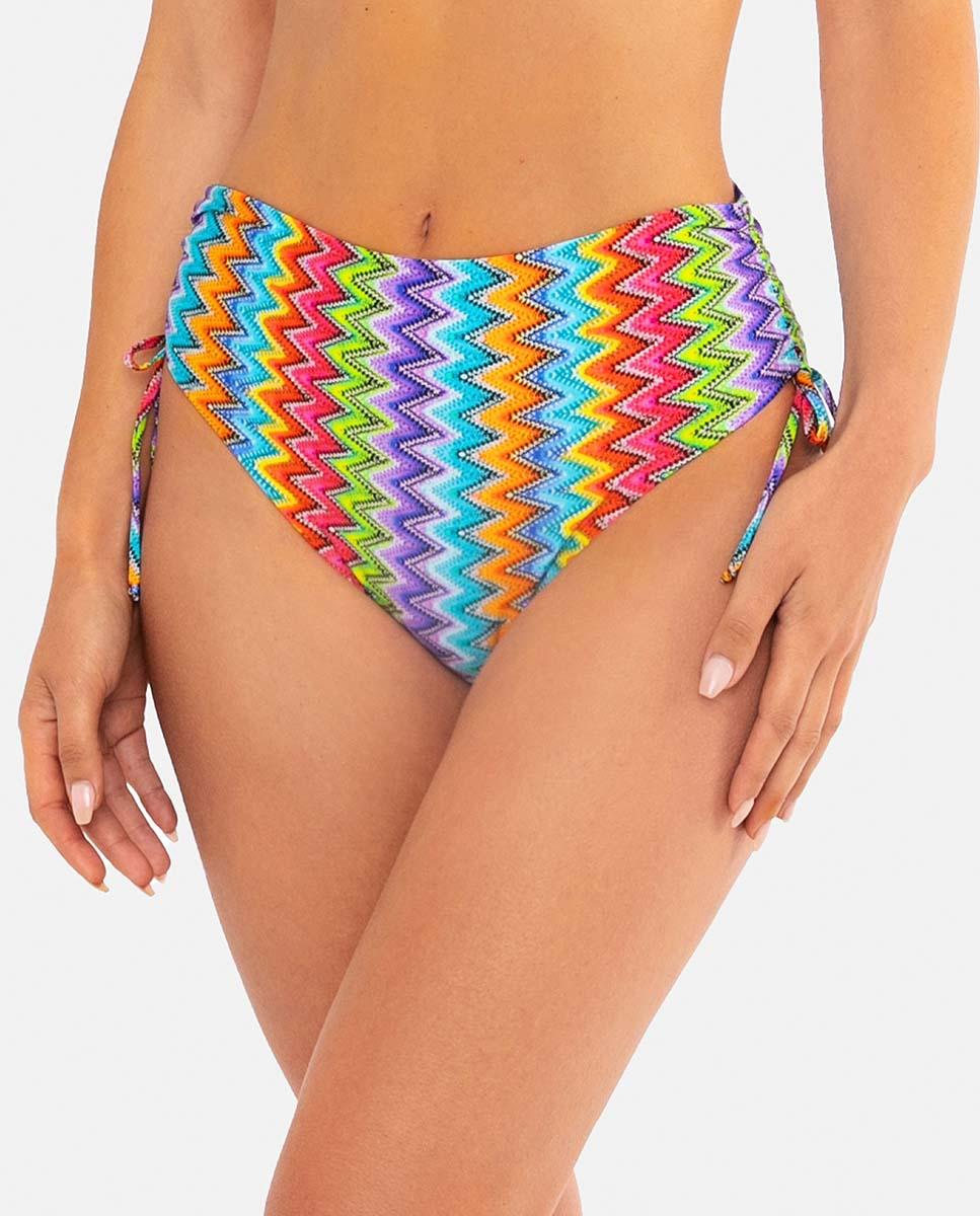 Imagen 0 de Braga de bikini mujer con estampado zigzag tallo alto y ajuste lateral