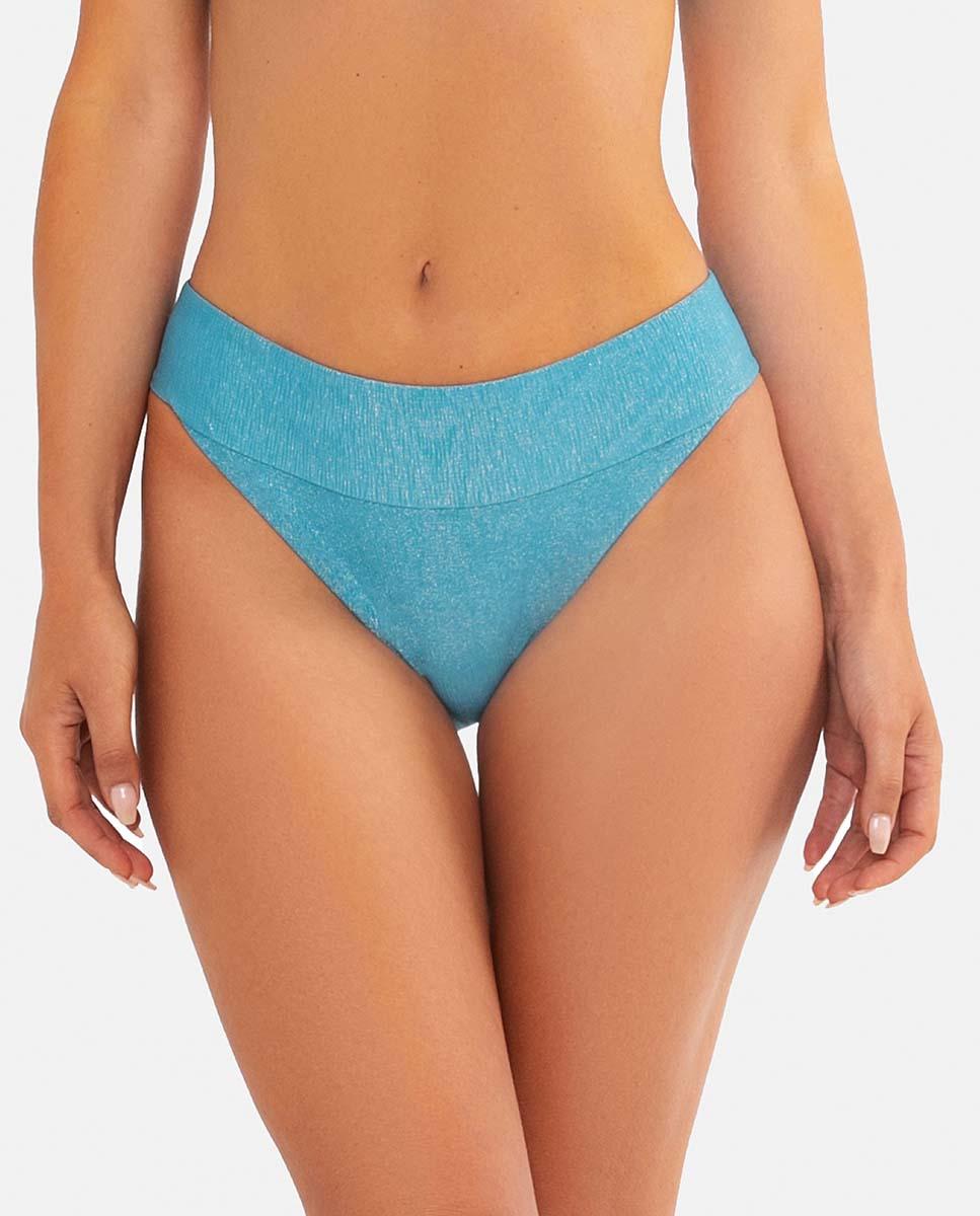 Imagen 0 de Braguita de bikini mujer con cinturilla ancha y efecto brillante