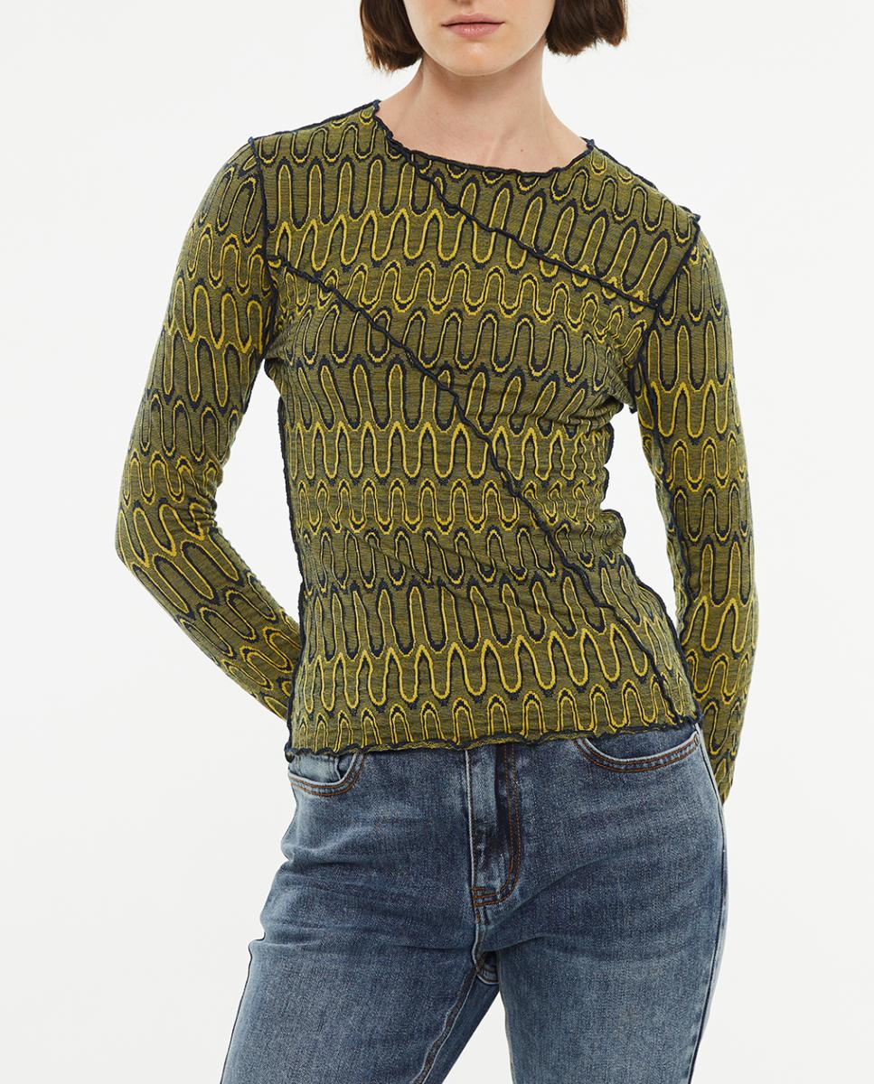Imagen 0 de Camiseta de mujer manga larga jacquard psicodélic