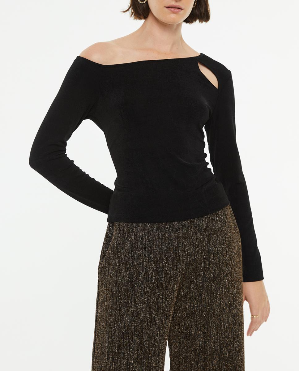 Imagen 0 de Camiseta de mujer asimétrica con detalle cut out escote