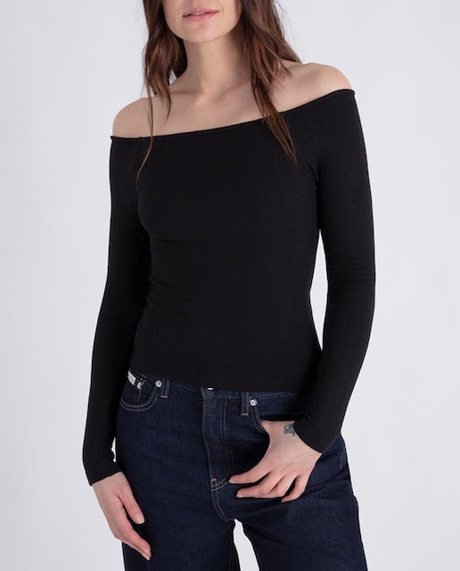 Imagen 0 de Top de mujer canalé cuello Bardot
