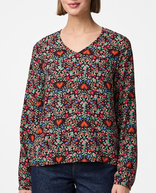 Imagen 0 de Blusa con estampado de corazones de mujer