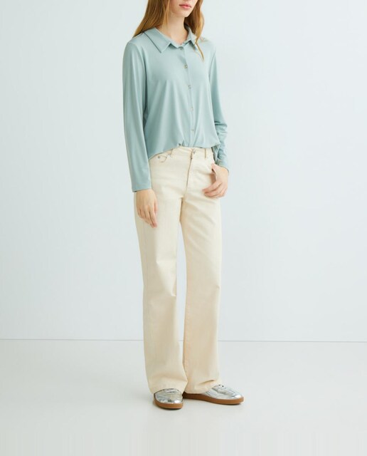 Imagen 0 de Camisa de mujer lisa manga larga