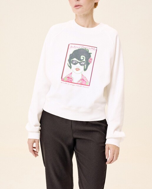 Imagen 0 de Sudadera de mujer Paula con dibujo frontal y escote redondo