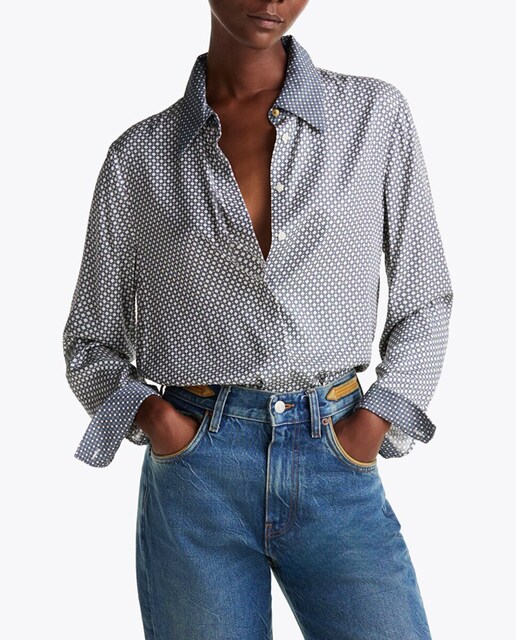 Imagen 0 de Camisa de mujer de manga larga, fluida y estampada