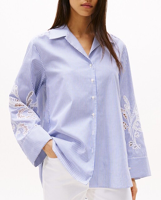 Imagen 0 de Camisa de mujer de manga larga con bordados Anglaise