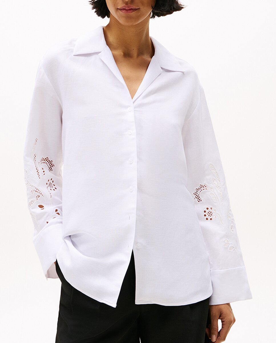 Imagen 0 de Camisa de mujer de lino con bordados Anglaise