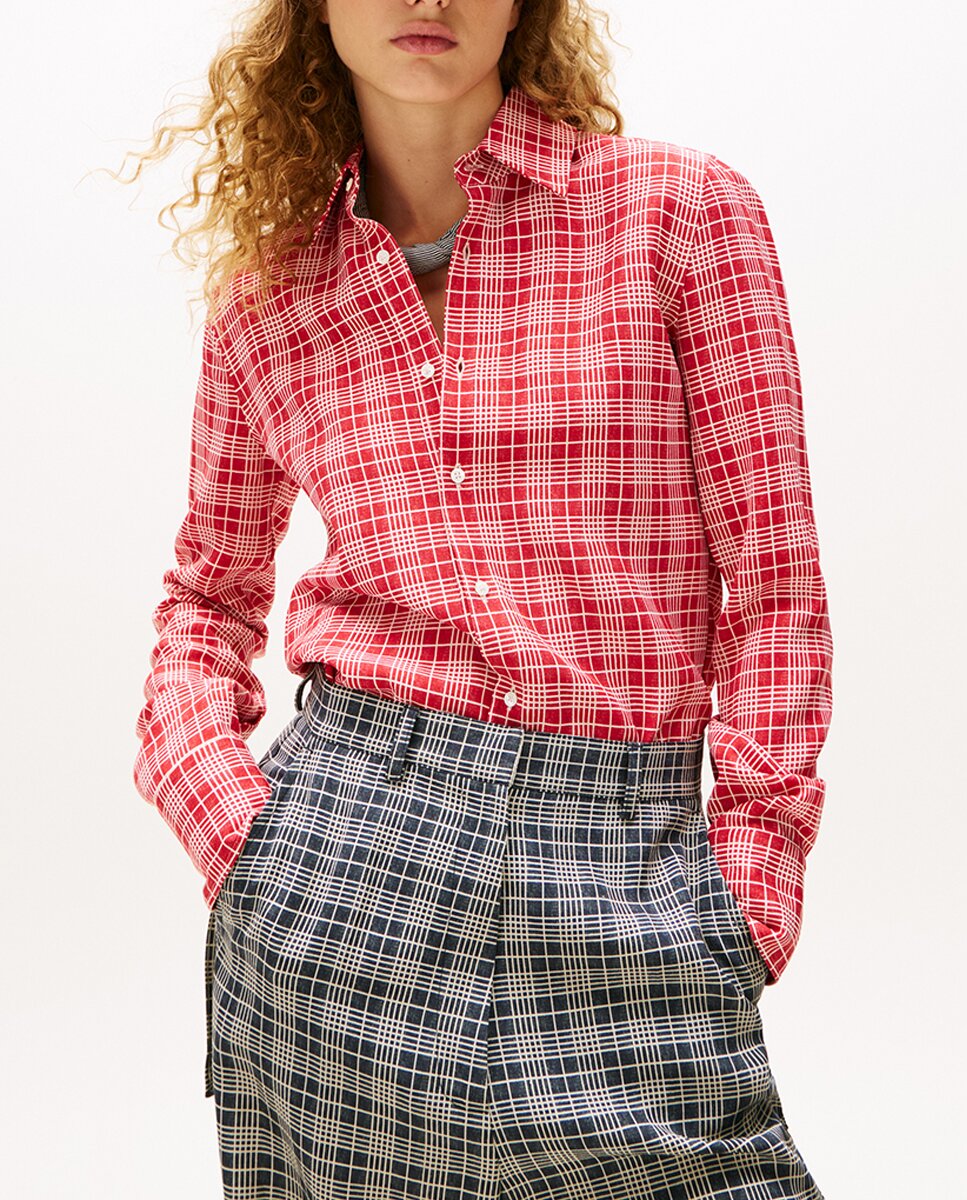 Imagen 0 de TH SS25 RUNWAY Camisa de mujer con estampado de cuadros