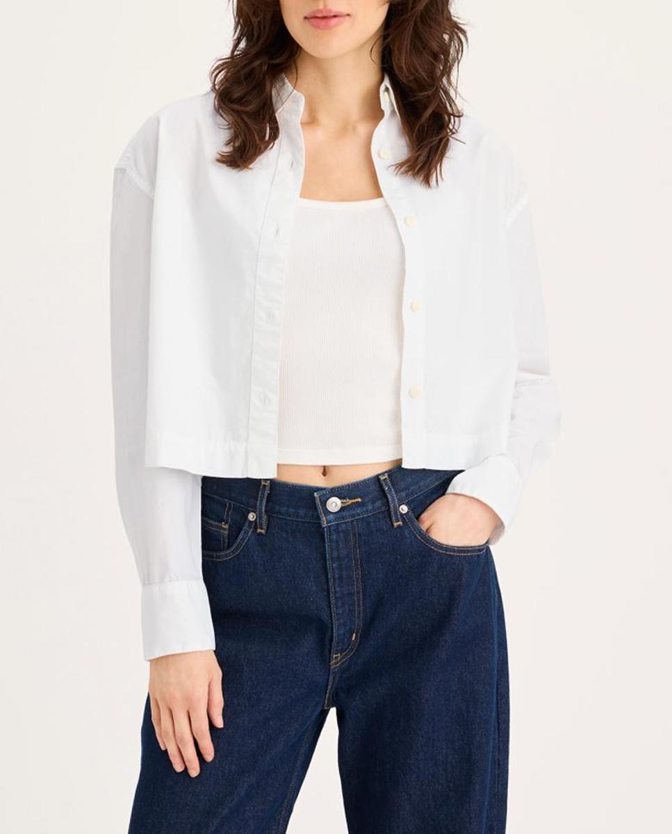Imagen 0 de Camisa de mujer crop de manga larga
