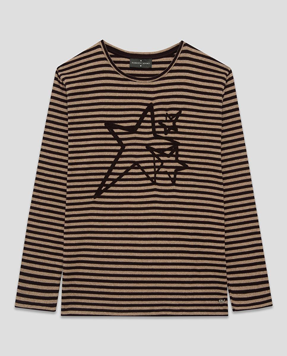 Imagen 0 de Camiseta de mujer manga larga listas con estrellas