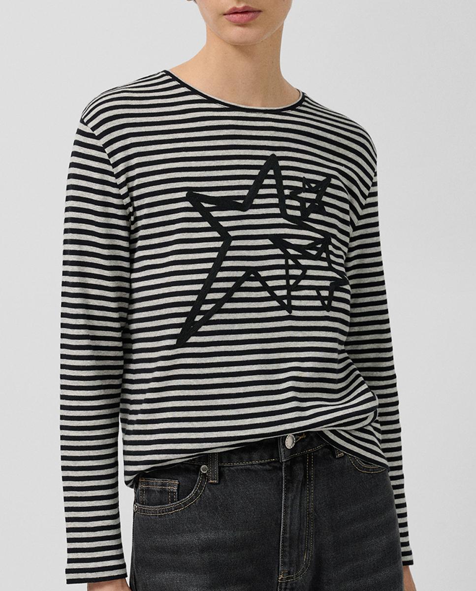 Imagen 0 de Camiseta de mujer manga larga listas con estrellas