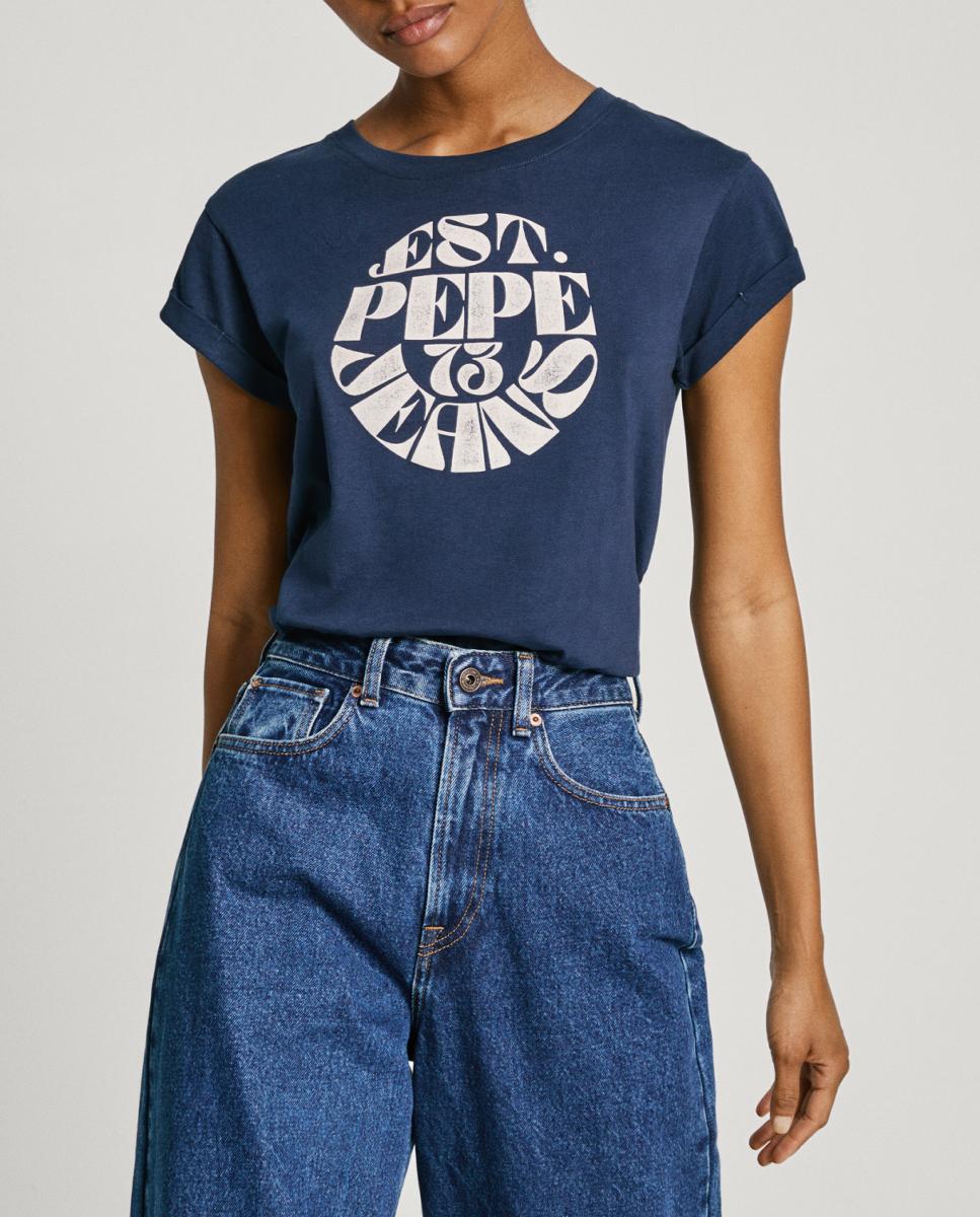 Imagen 0 de Camiseta de mujer con mangas y cuello acanalado