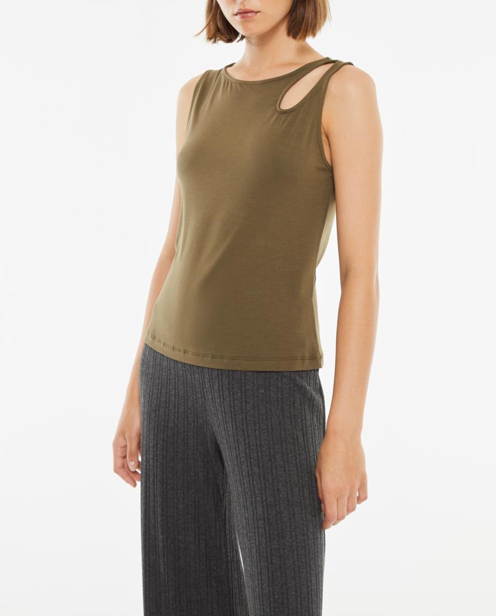 Imagen 0 de Top de mujer ajustado de canalé cut out