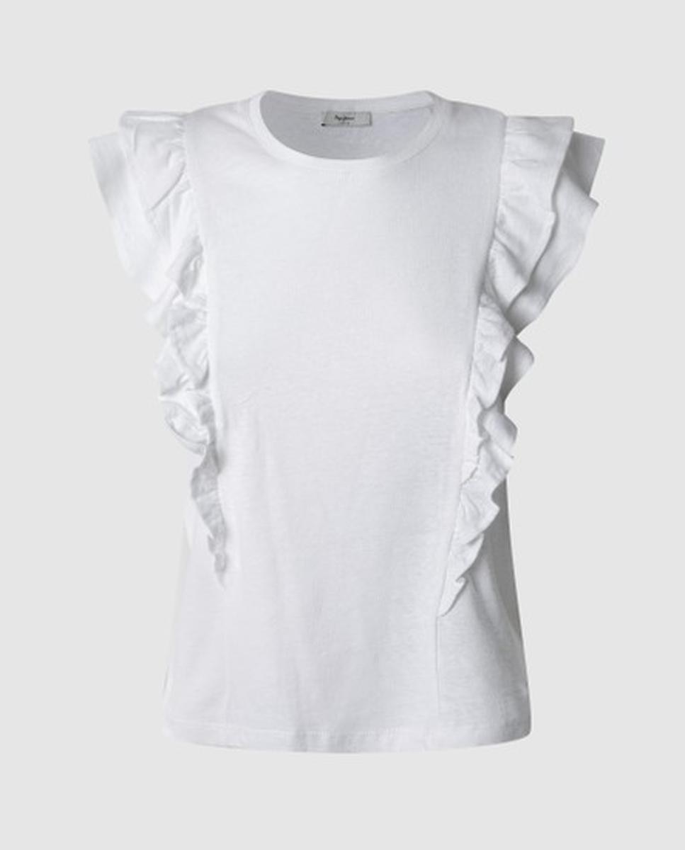 Imagen 0 de Camiseta de mujer sin mangas volante