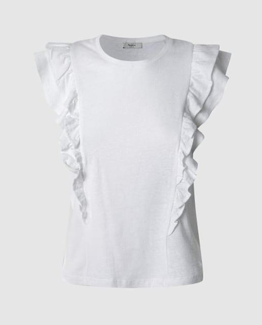 Imagen 0 de Camiseta de mujer sin mangas volante