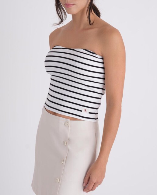 Imagen 0 de Camiseta Mujer canalé a rayas