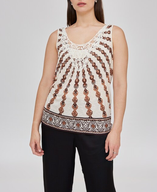 Imagen 0 de Camiseta de mujer tirantes con pieza de crochet