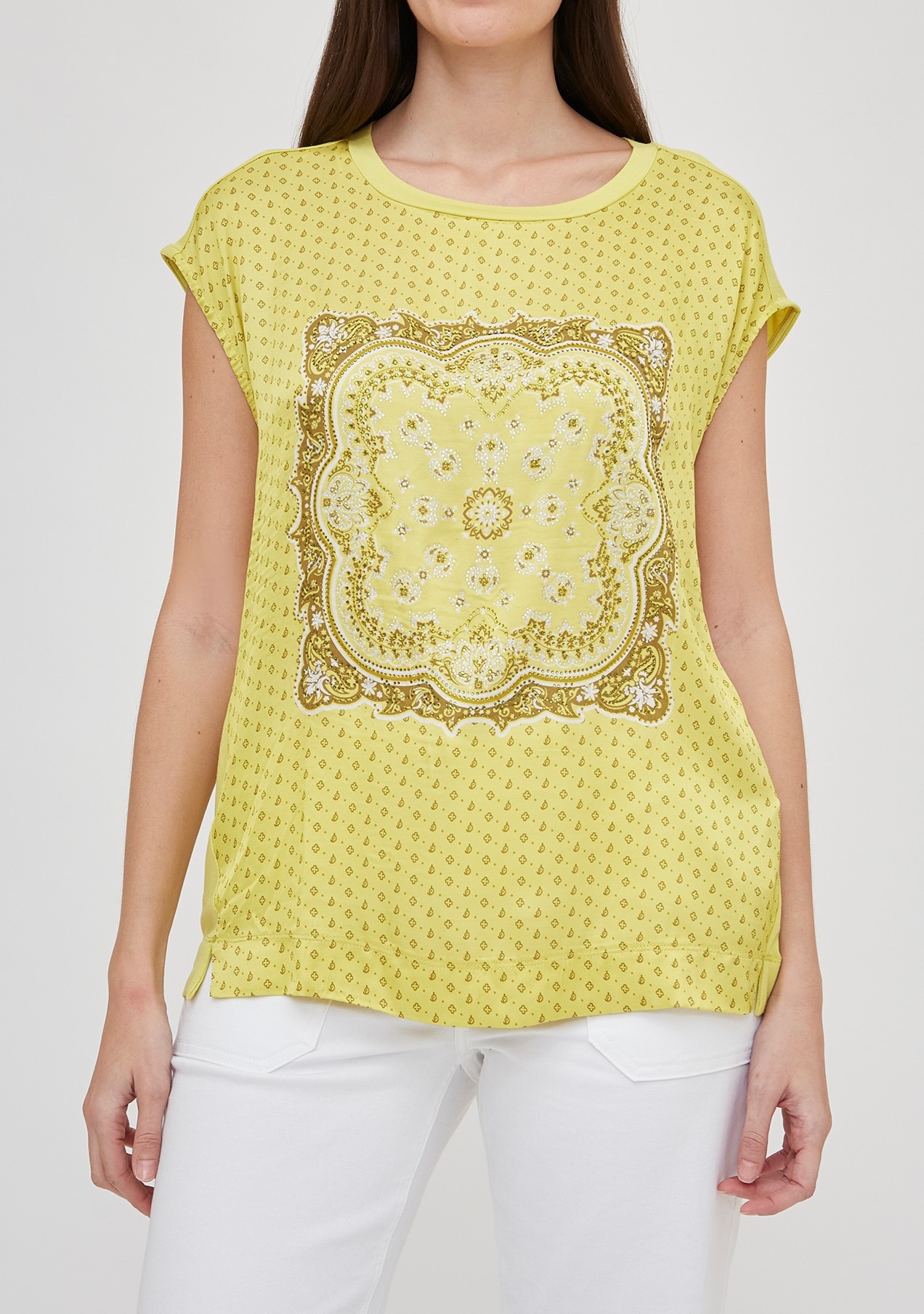 Imagen 0 de Camiseta de mujer bimateria estampado con strass