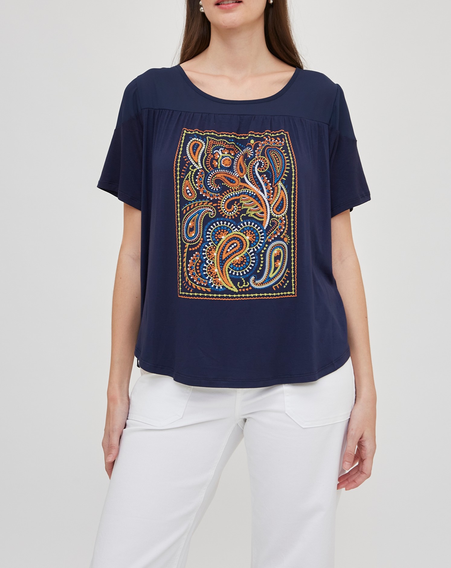 Imagen 0 de Camiseta de mujer bimateria con estampado posicional