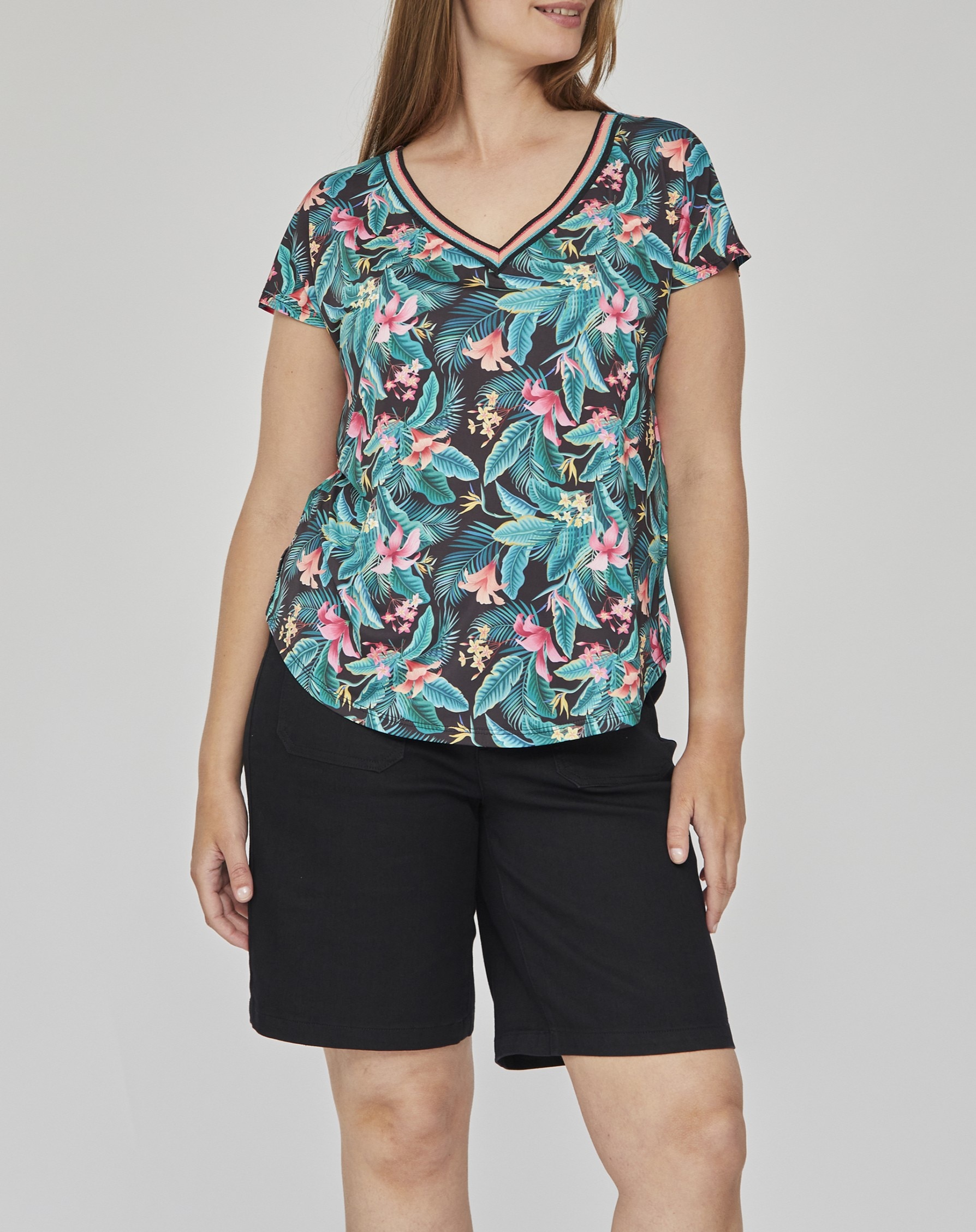 Imagen 0 de Camiseta de mujer estampada rib en escote