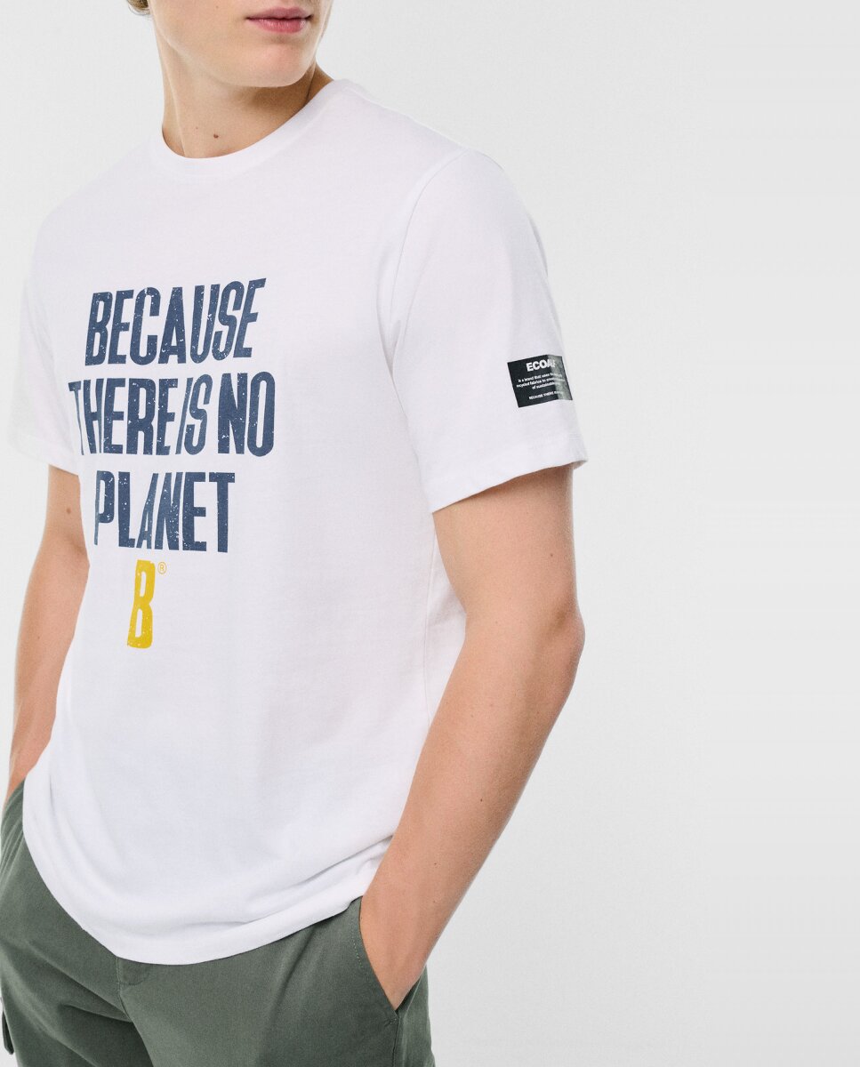 Imagen 0 de Camiseta con fit regular de manga corta, cuello redondo y texto en la parte frontal.