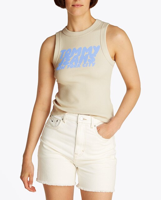 Imagen 0 de Top de mujer ajustado sin mangas y logotipo bubble
