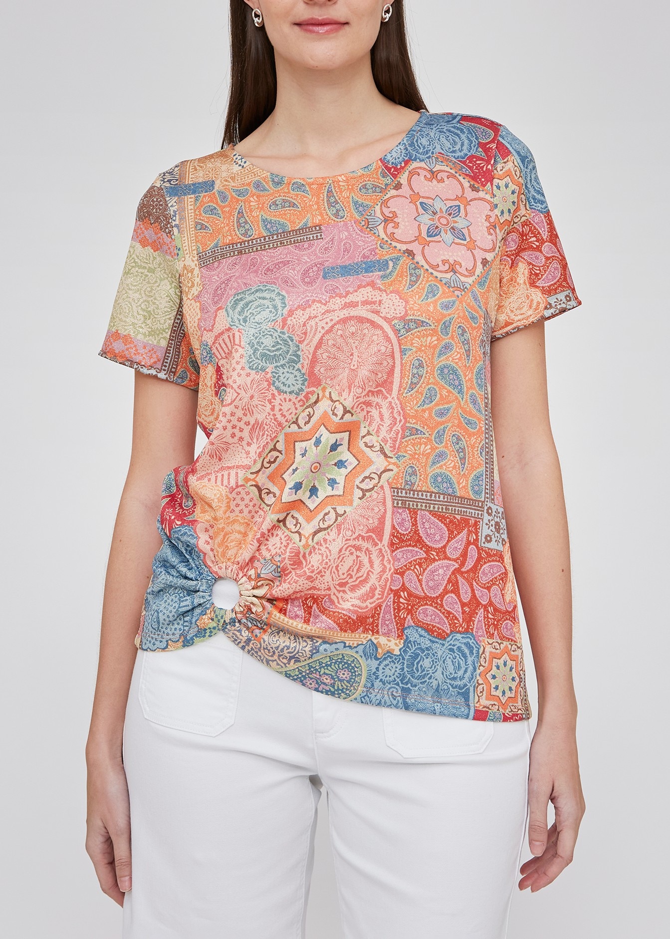 Imagen 0 de Camiseta de mujer estampada tejido metalico