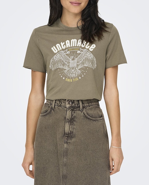 Imagen 0 de Camiseta de mujer de manga corta con dibujo frontal