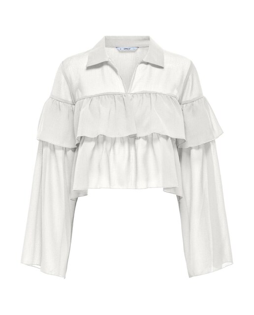 Imagen 0 de Blusa corta con volantes de mujer