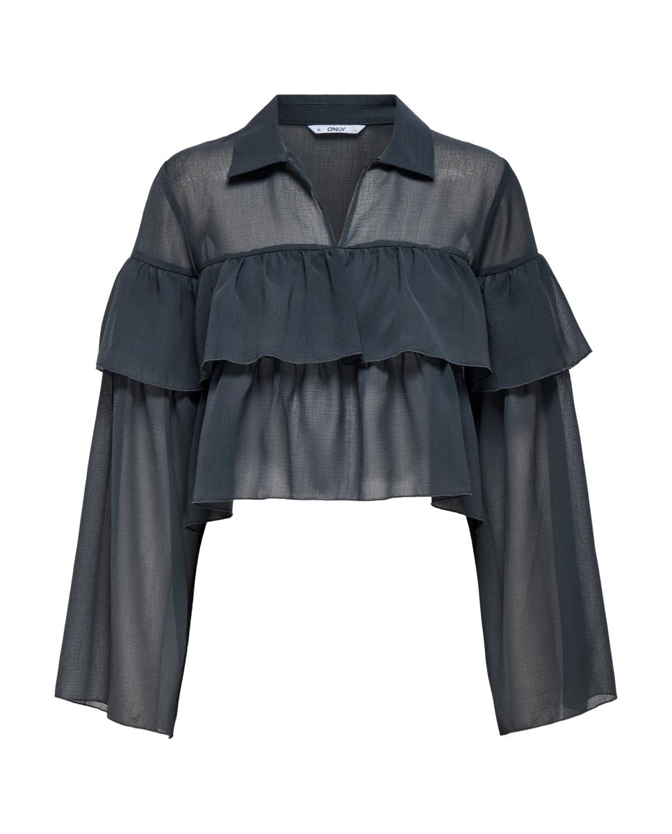 Imagen 0 de Blusa corta con volantes de mujer