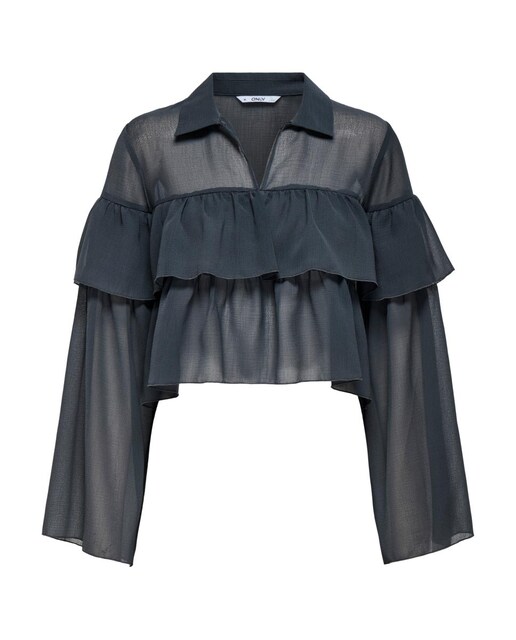 Imagen 0 de Blusa corta con volantes de mujer