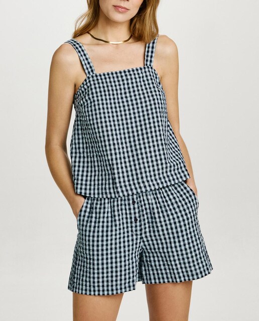 Imagen 0 de Top tirantes de mujer con estampado de cuadros