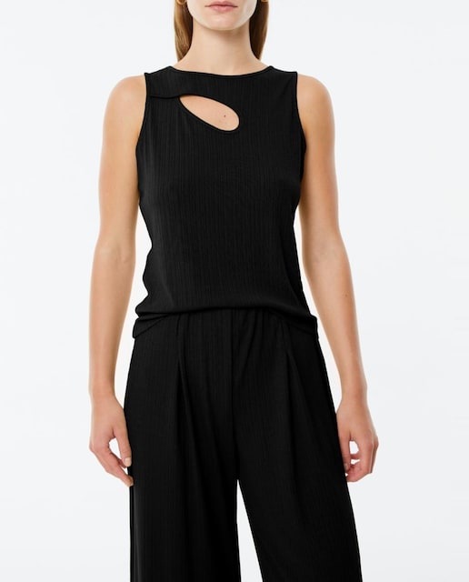 Imagen 0 de Camiseta de mujer sin mangas con detalle de lágrima en el escote