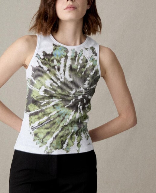 Imagen 0 de Camiseta sin manga canalé estampado posicional