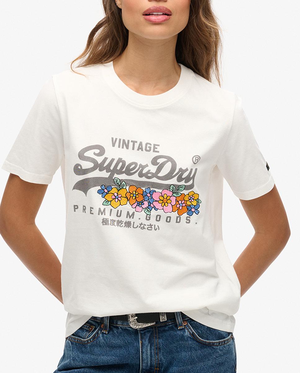 Imagen 0 de Camiseta de mujer floral con logotipo Vintage Logo Premium
