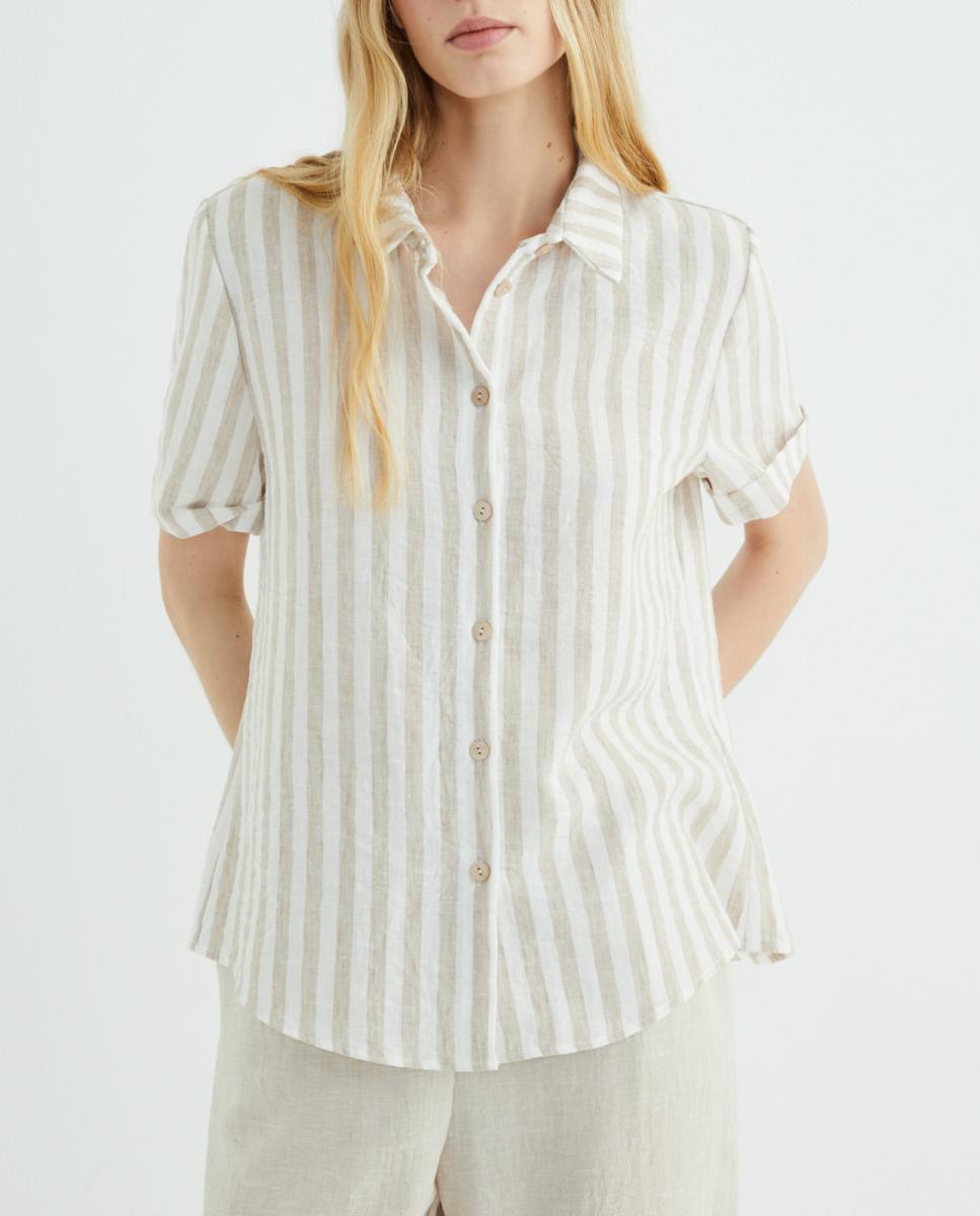 Imagen 0 de Camisa de mujer rayas manga corta