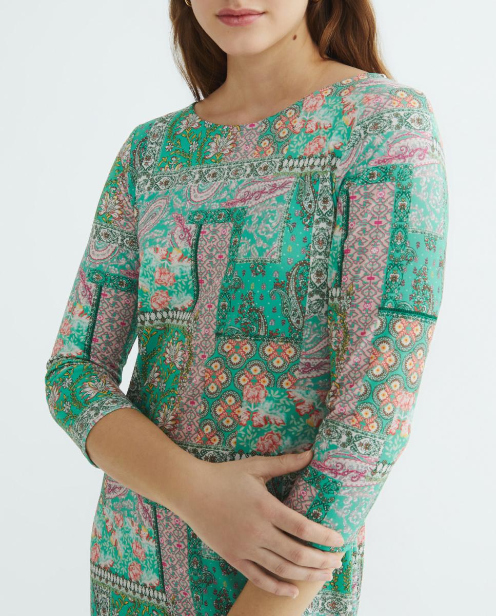 Imagen 0 de Vestido estampado manga 3/4