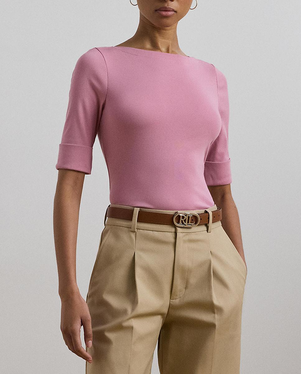 Imagen 0 de Camiseta de mujer de algodón con cuello barco