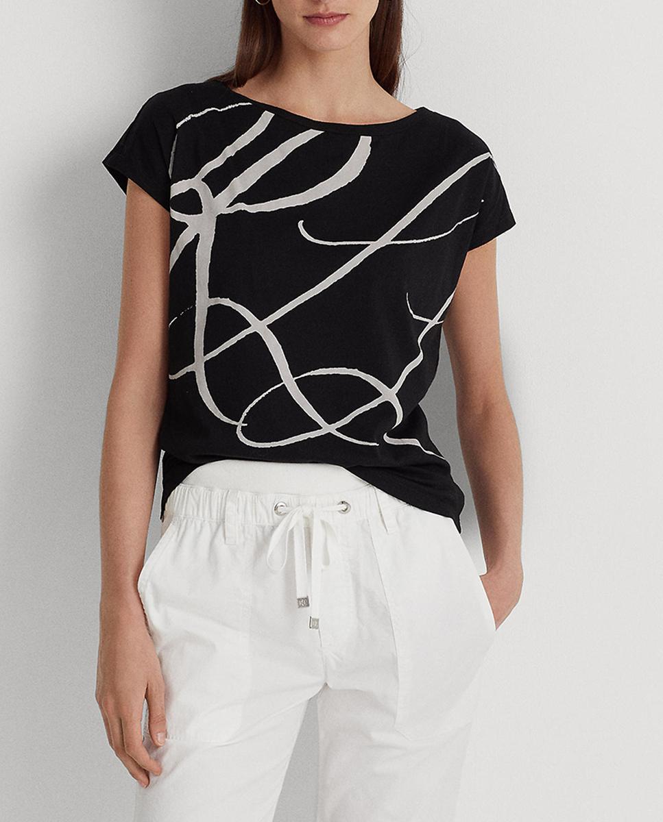 Imagen 0 de Camiseta de mujer Lauren Ralph Lauren con manga corta y estampado delantero