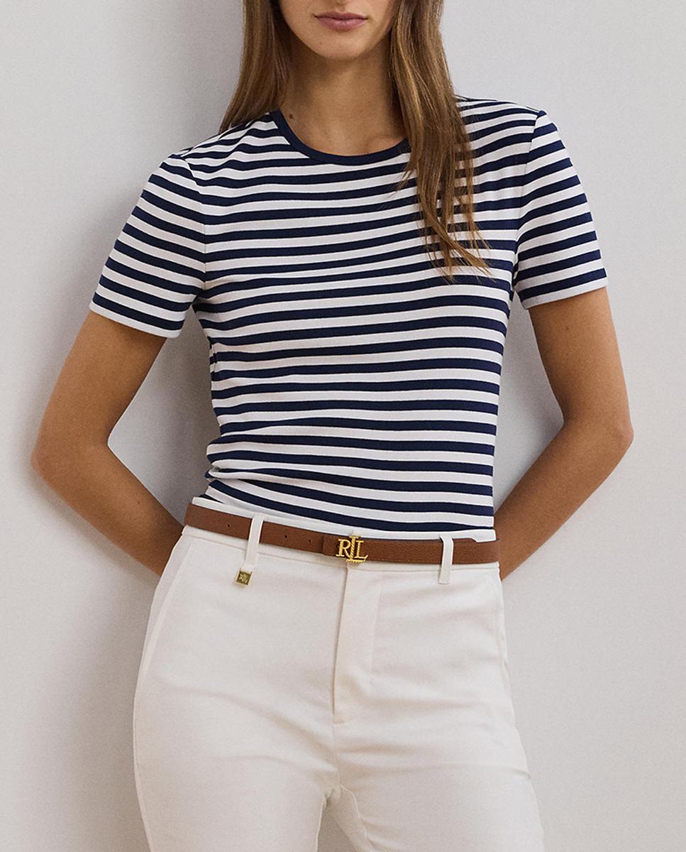 Imagen 0 de Camiseta de mujer de algodón de rayas