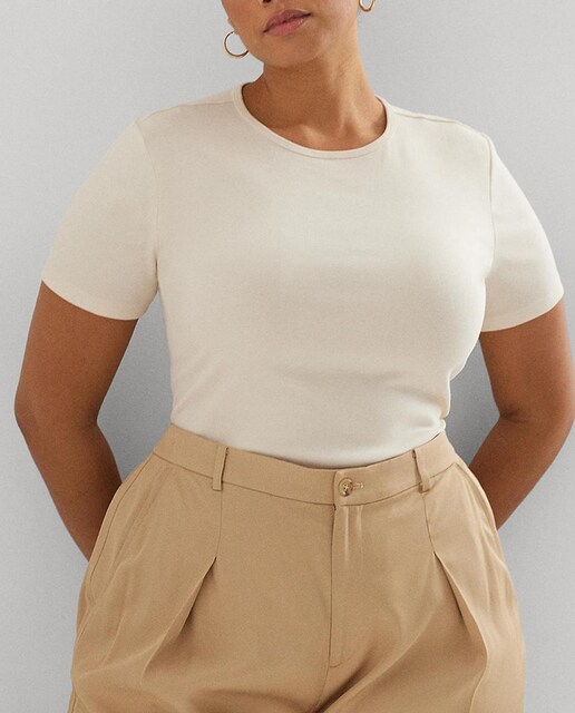 Imagen 0 de Camiseta de mujer talla grande de algodón elástico