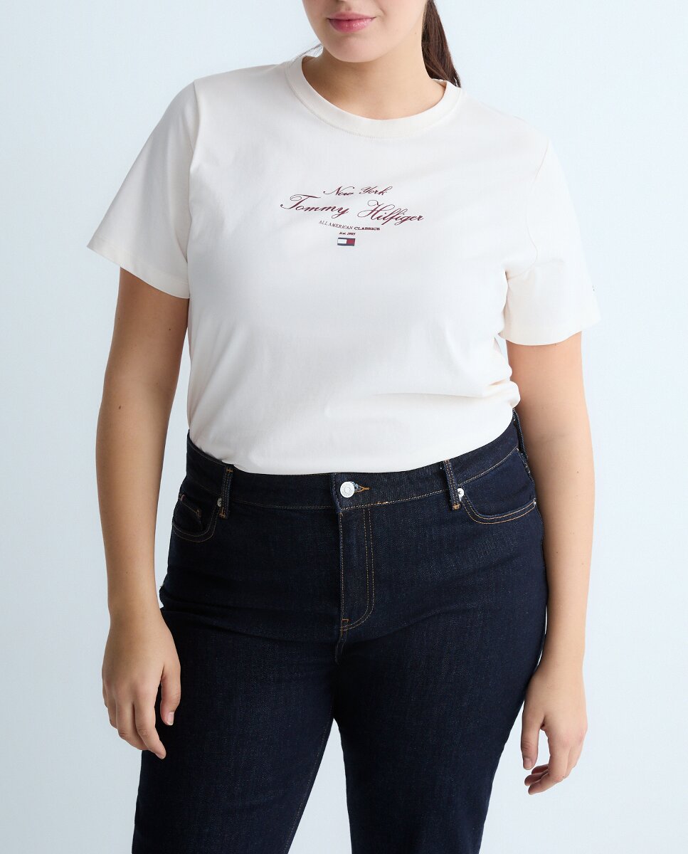 Imagen 0 de Camiseta de mujer de manga corta con cuello redondo y logo frontal