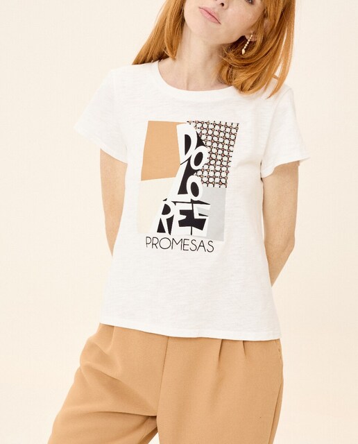 Imagen 0 de Camiseta de mujer Avril de manga corta y dibujo frontal