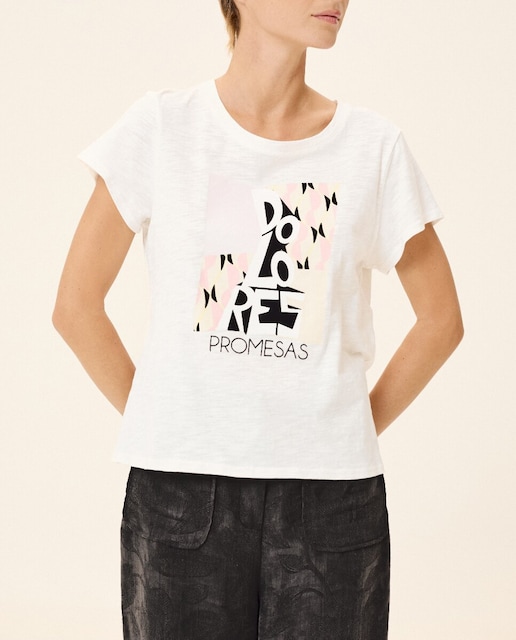 Imagen 0 de Camiseta de mujer Ondine de manga corta y dibujo frontal